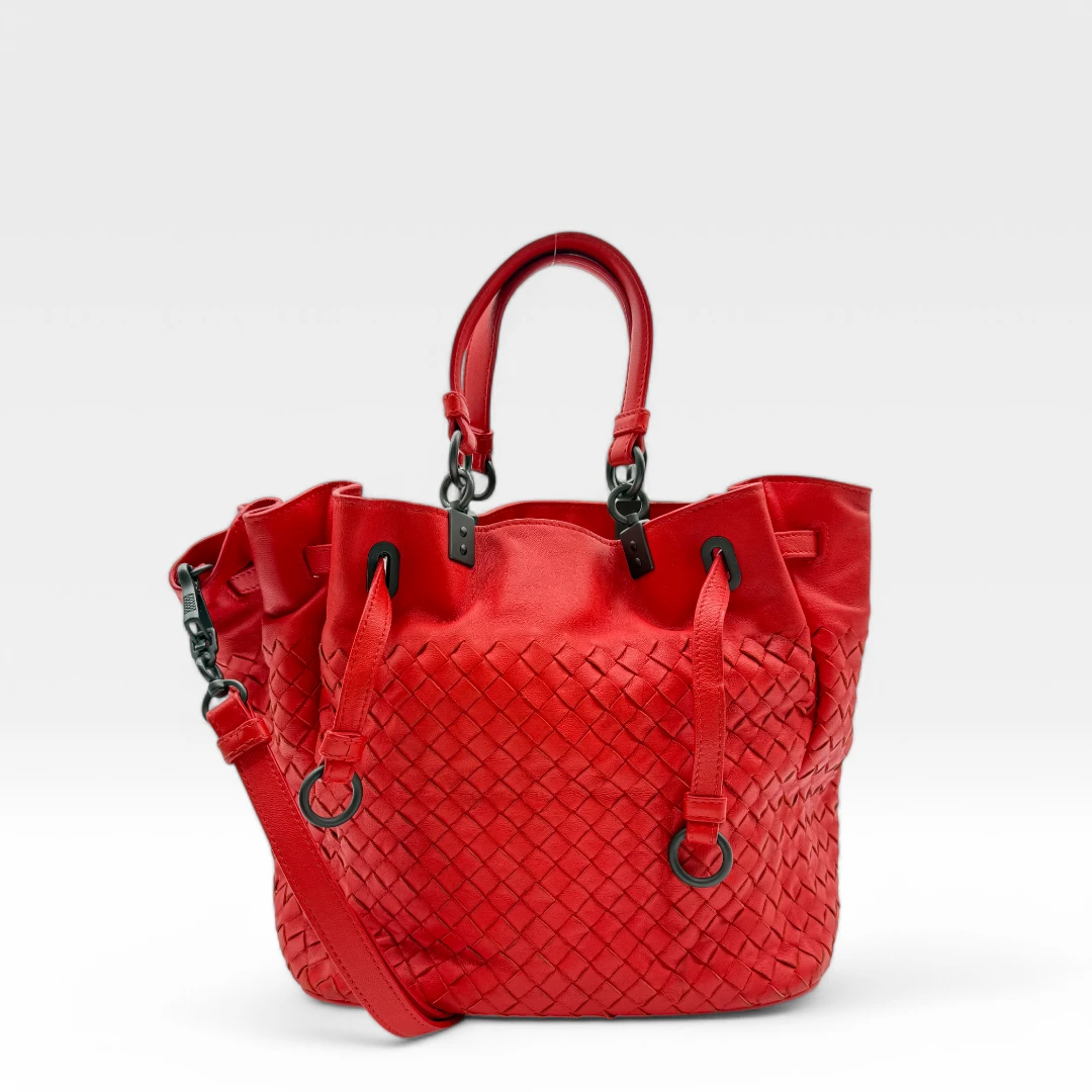 Bottega Veneta Handtasche Bucket Intrecciato rot