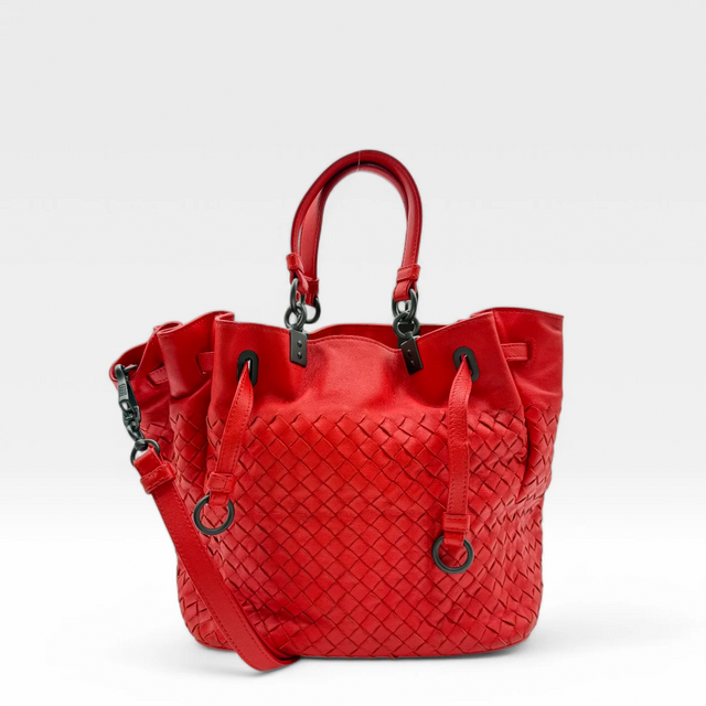 Bottega Veneta Handtasche Bucket Intrecciato rot