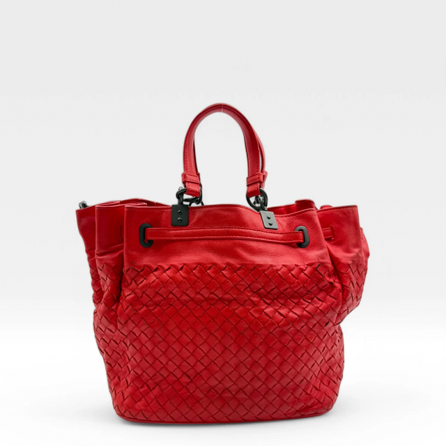 Bottega Veneta Handtasche Bucket Intrecciato rot
