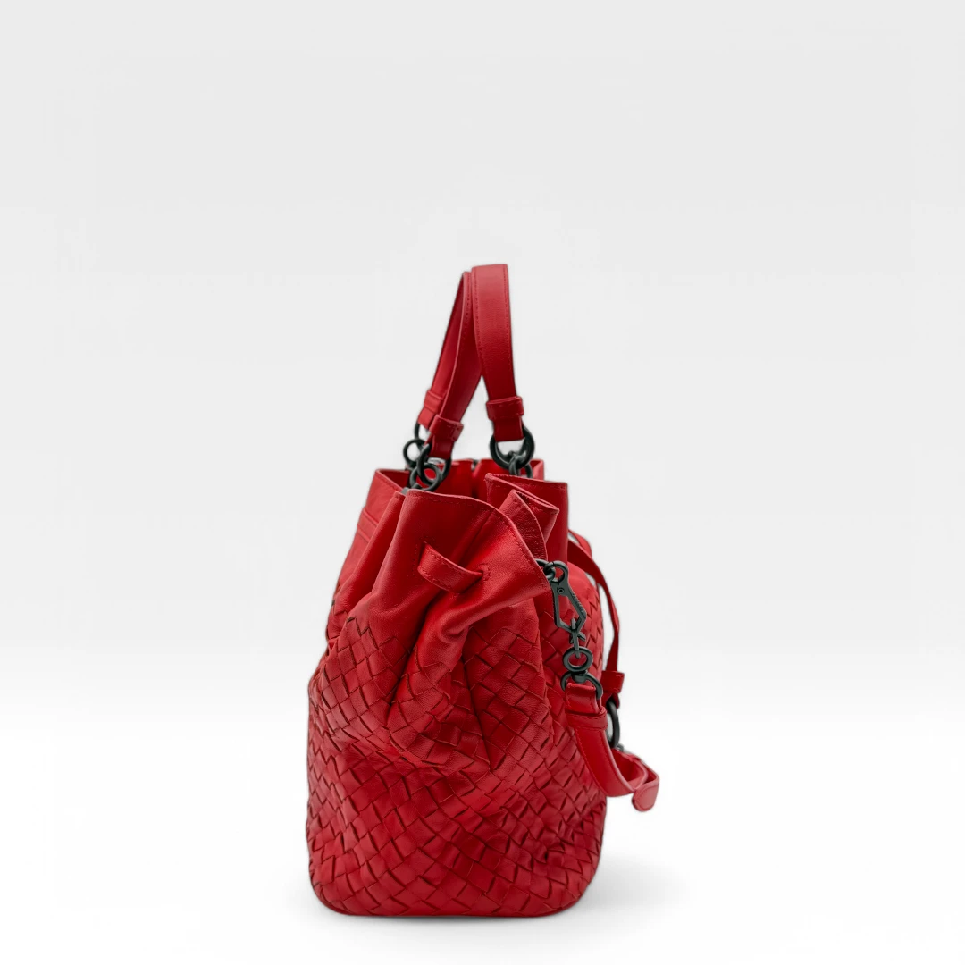 Bottega Veneta Handtasche Bucket Intrecciato rot