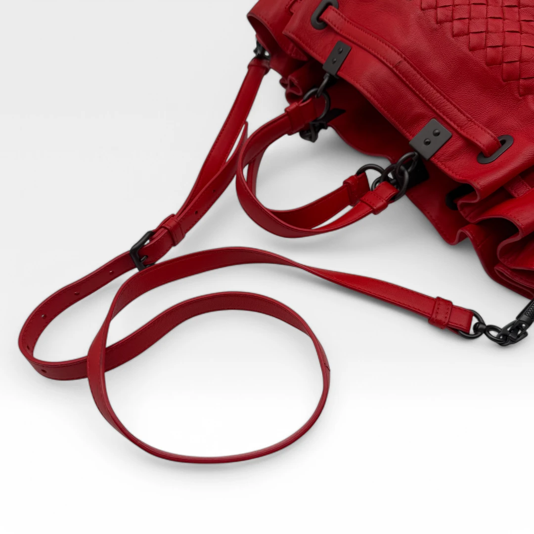 Bottega Veneta Handtasche Bucket Intrecciato rot