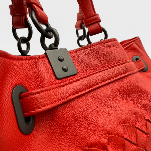 Bottega Veneta Handtasche Bucket Intrecciato rot