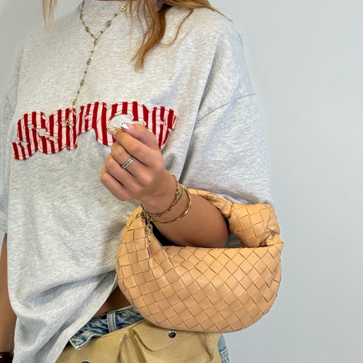 Bottega Veneta Schultertasche Mini Jodie beige