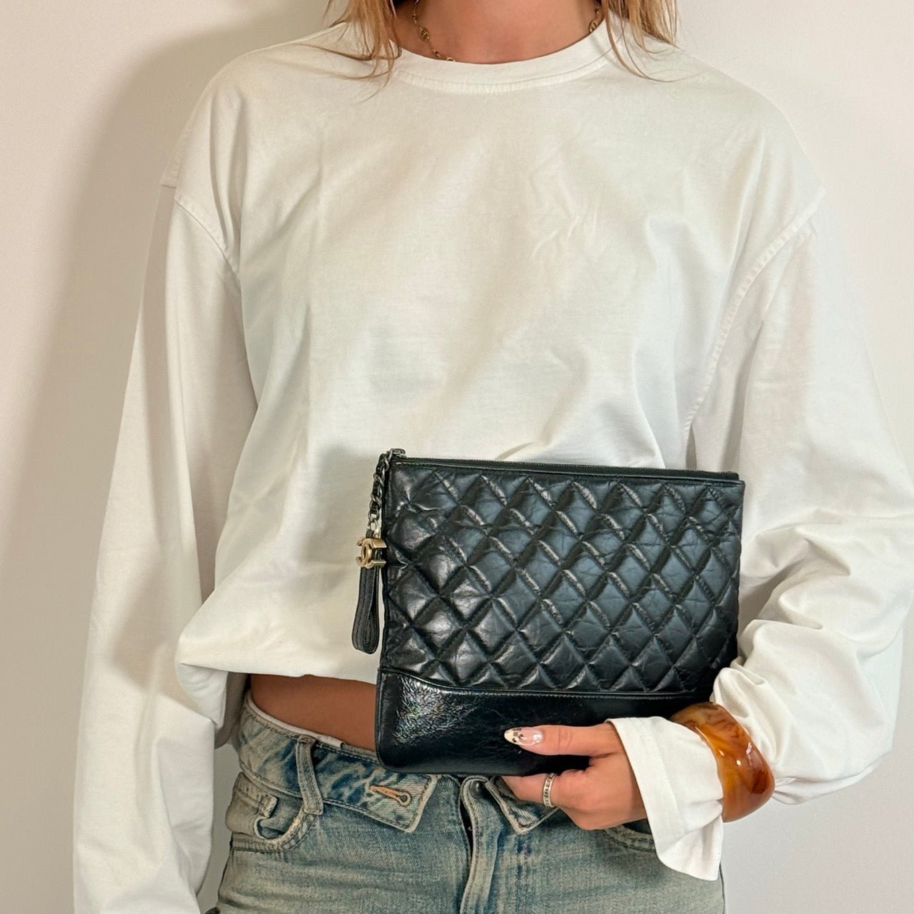 Chanel Clutch Gabrielle aus Leder schwarz