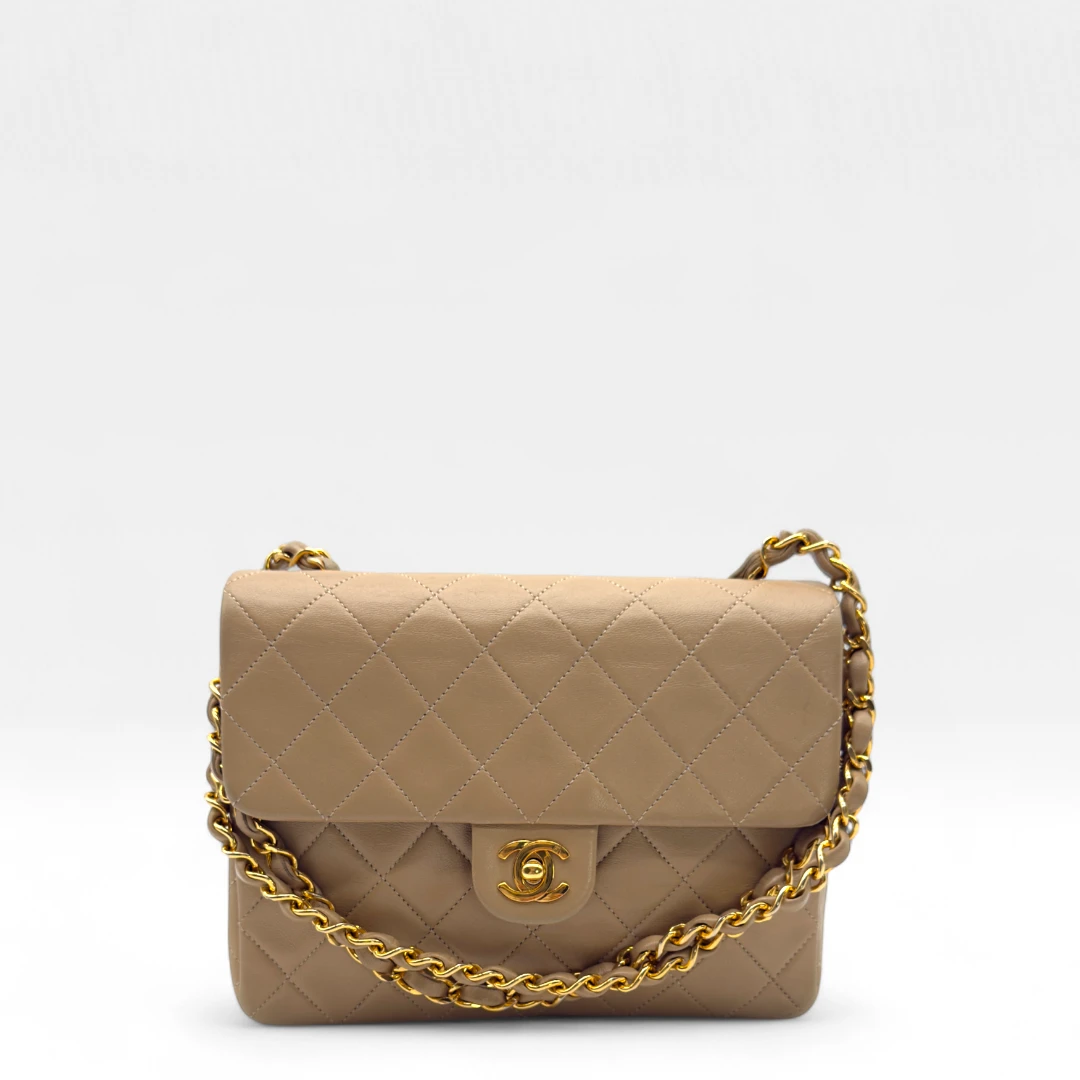 Chanel Handtasche Classic mini Square Single Flap beige