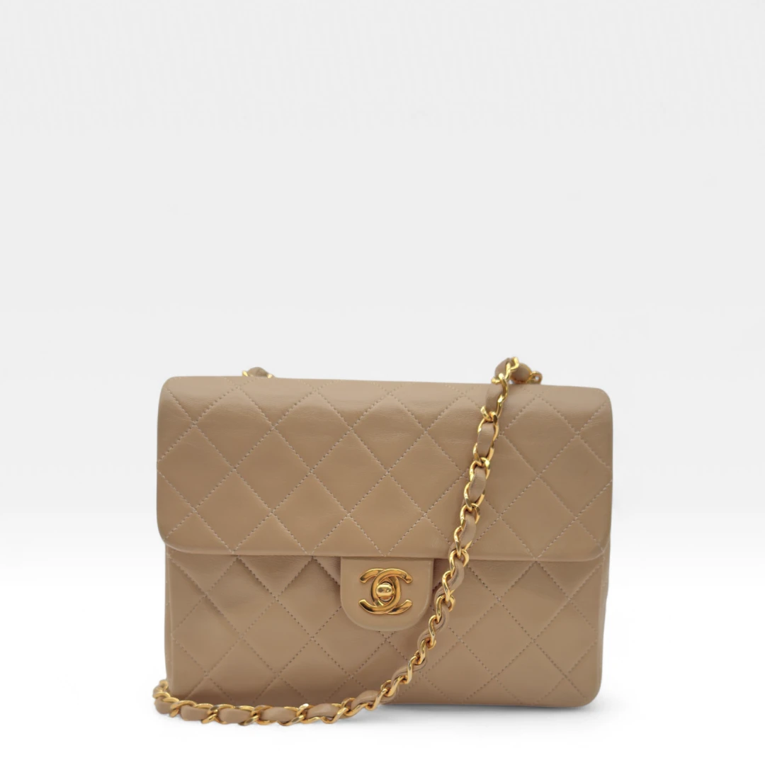 Chanel Handtasche Classic mini Square Single Flap beige