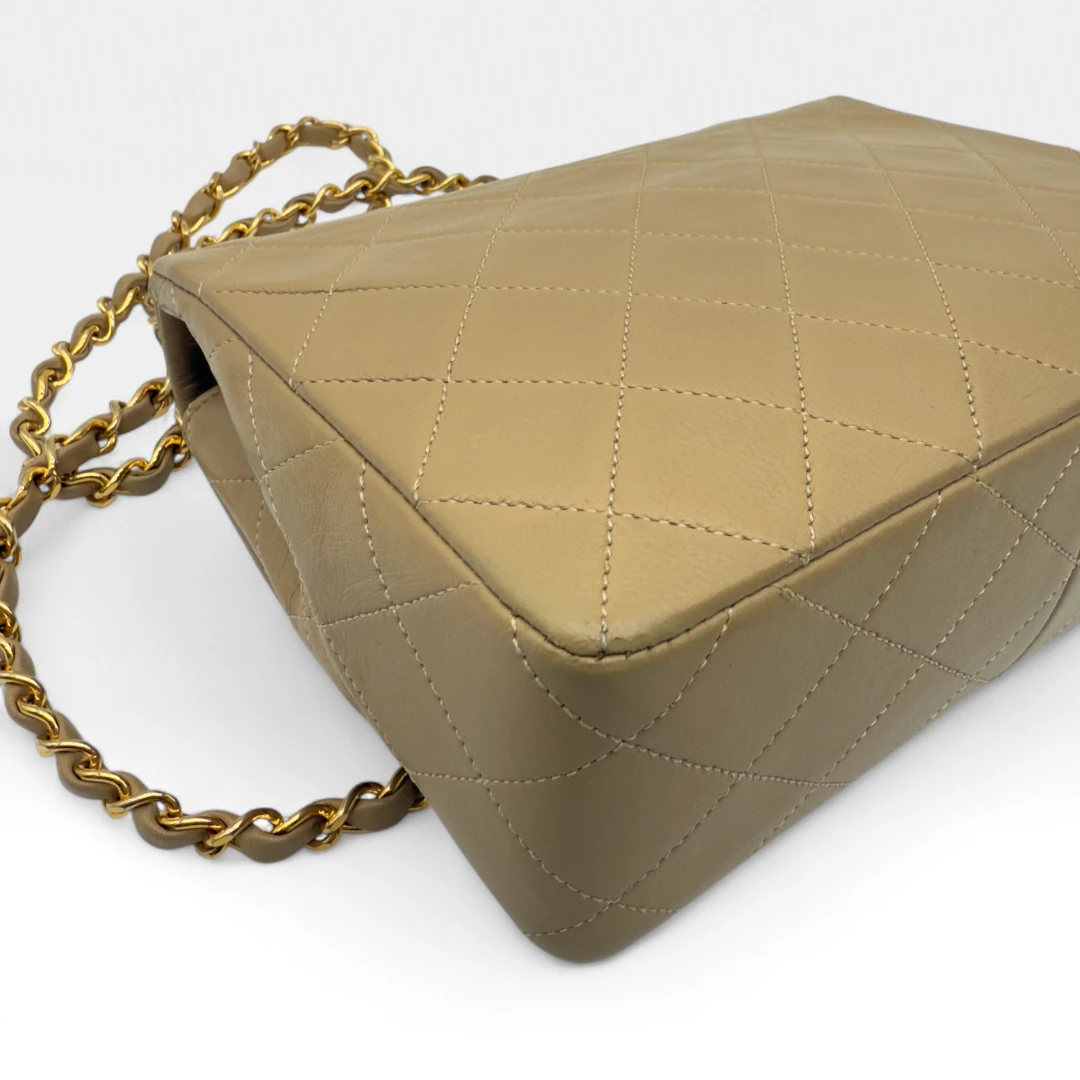 Chanel Handtasche Classic mini Square Single Flap beige