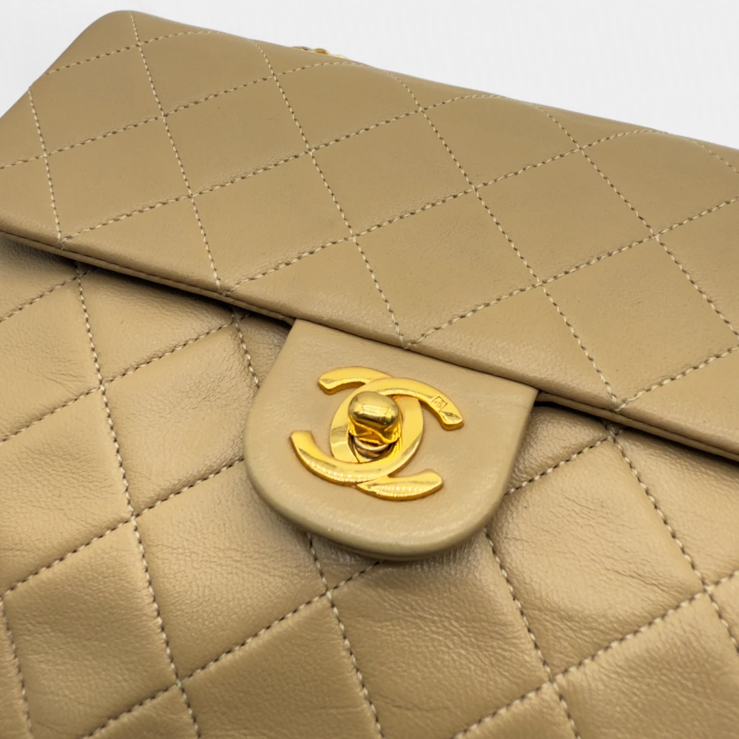 Chanel Handtasche Classic mini Square Single Flap beige