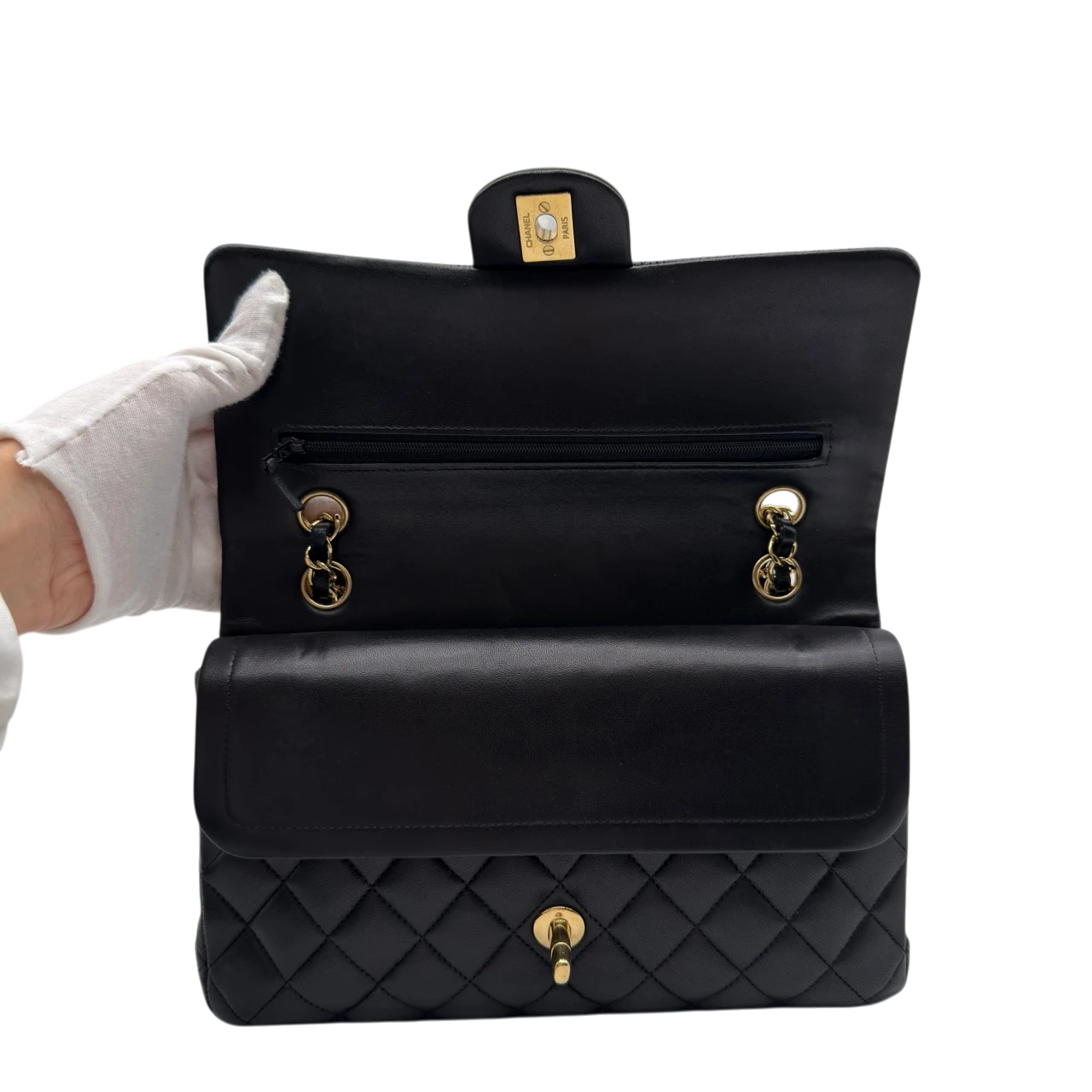 Chanel Handtasche Classic Double Flap bag medium aus Lammleder schwarz