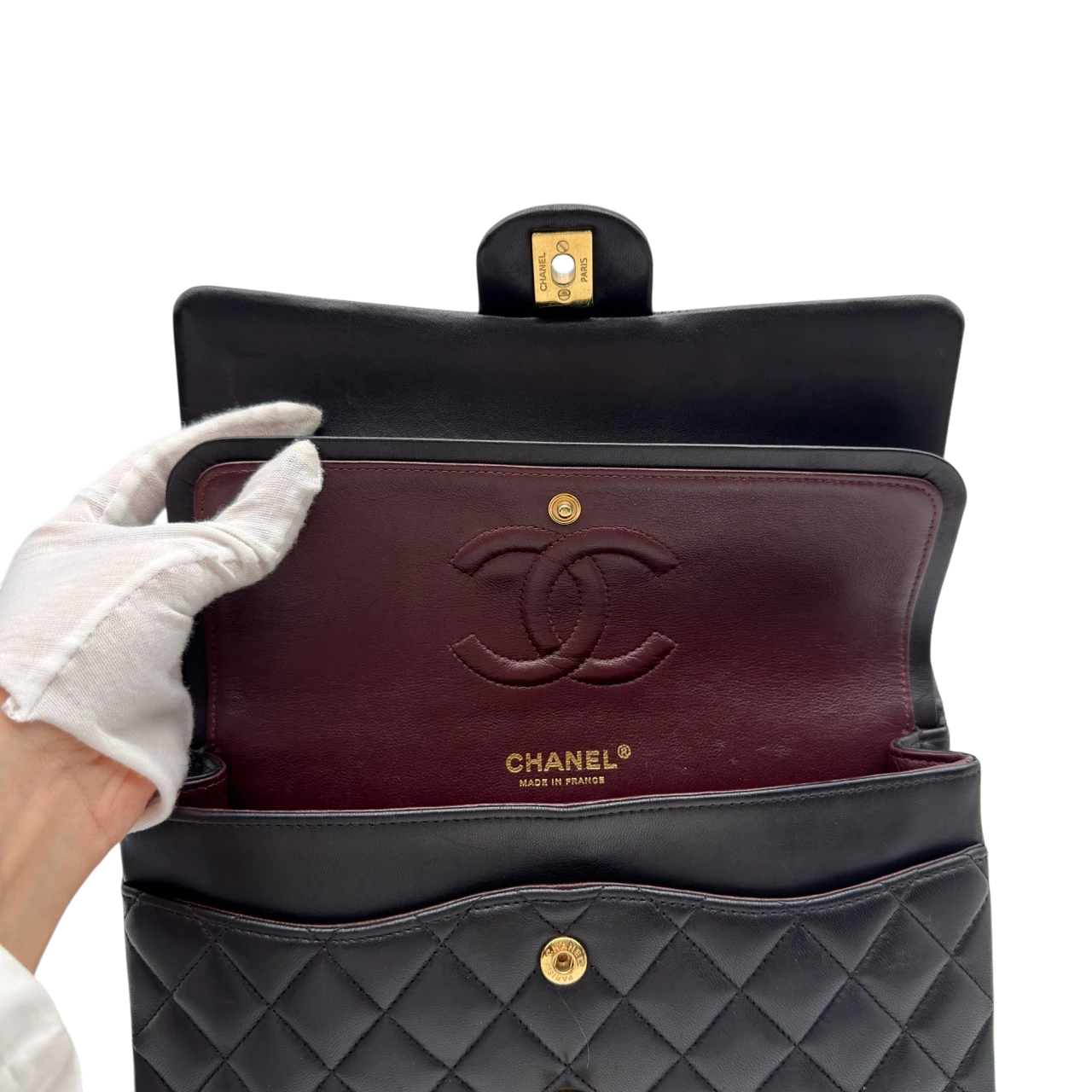 Chanel Handtasche Classic Double Flap bag medium aus Lammleder schwarz