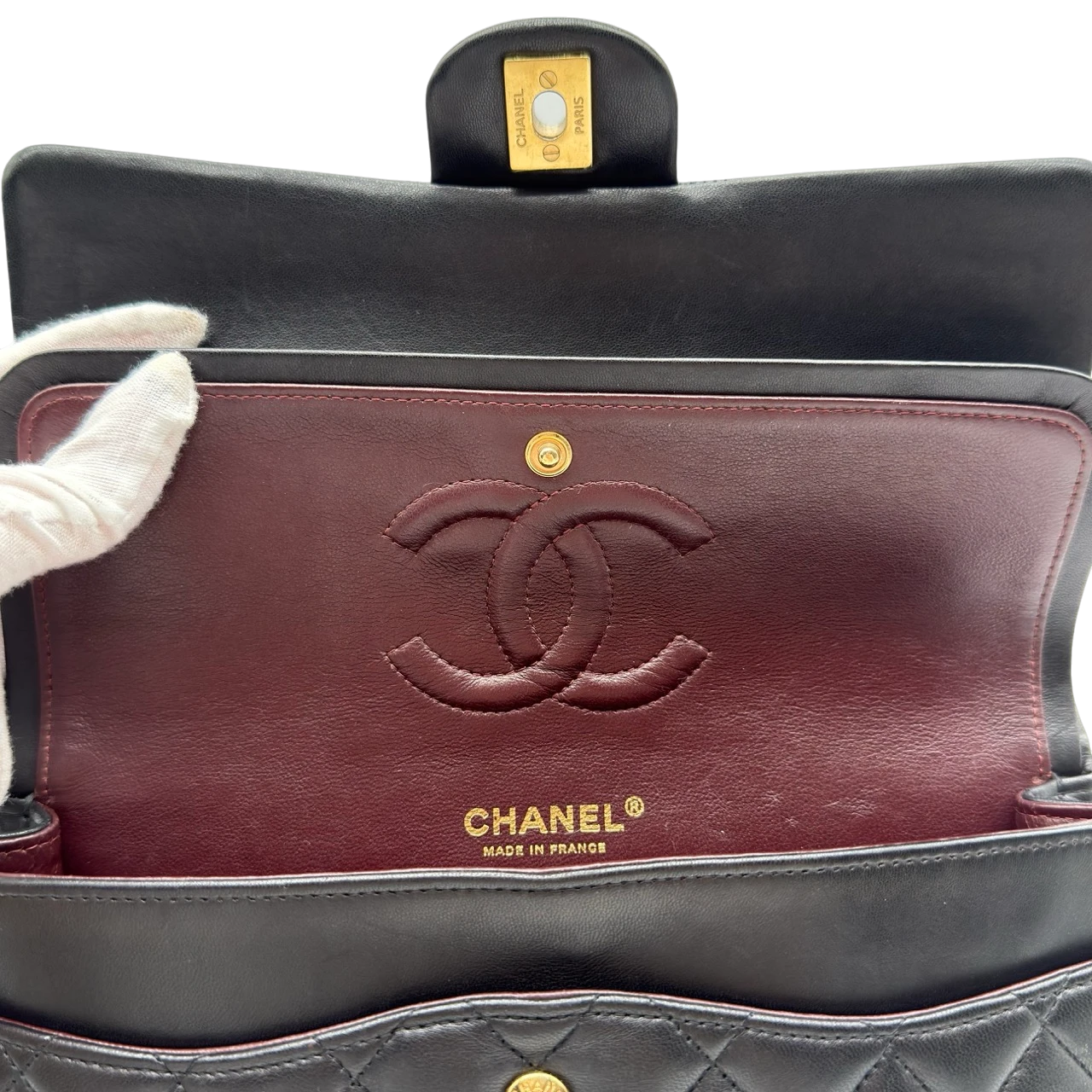 Chanel Handtasche Classic Double Flap bag medium aus Lammleder schwarz