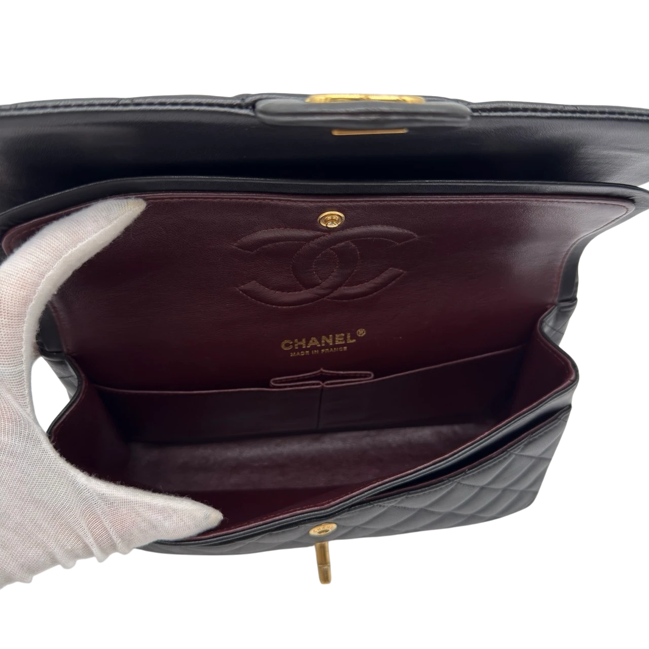 Chanel Handtasche Classic Double Flap bag medium aus Lammleder schwarz