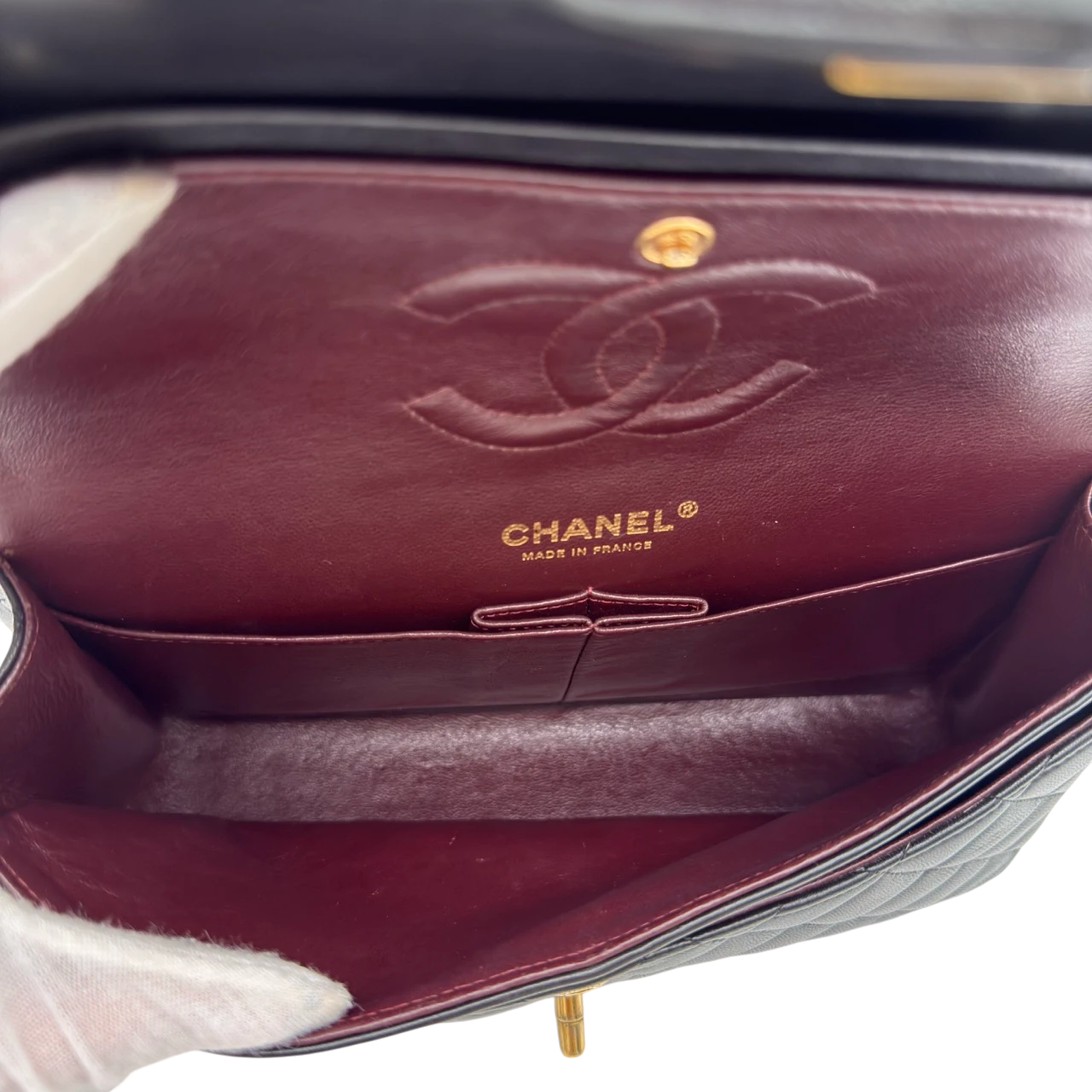 Chanel Handtasche Classic Double Flap bag medium aus Lammleder schwarz