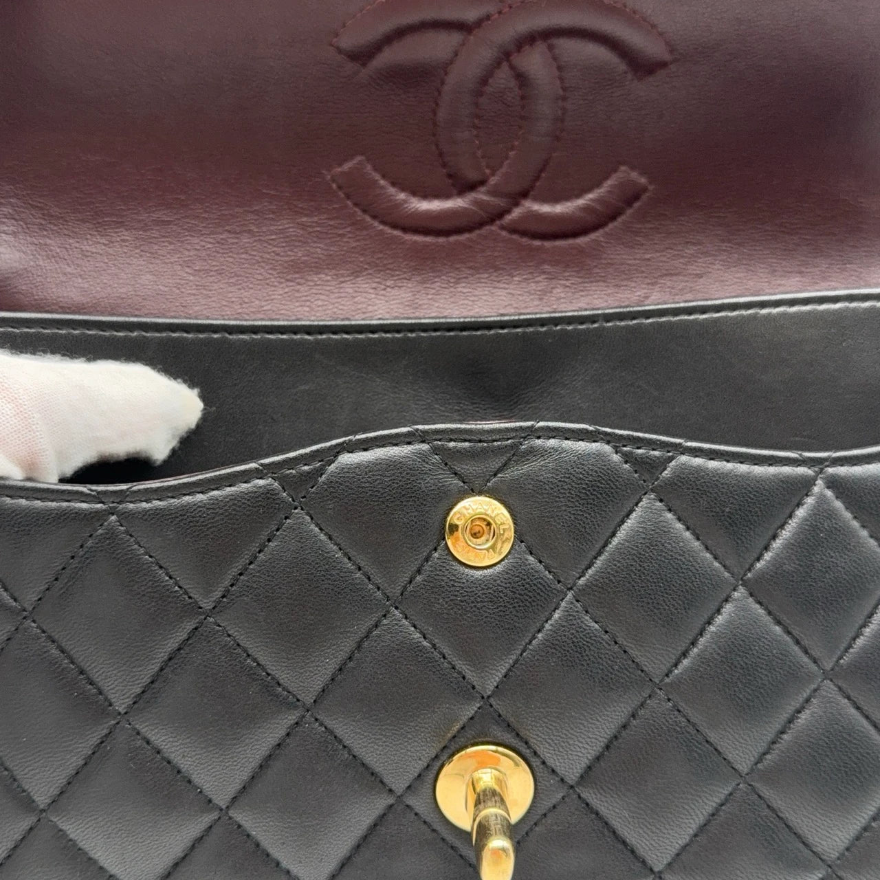 Chanel Handtasche Classic Double Flap bag medium aus Lammleder schwarz
