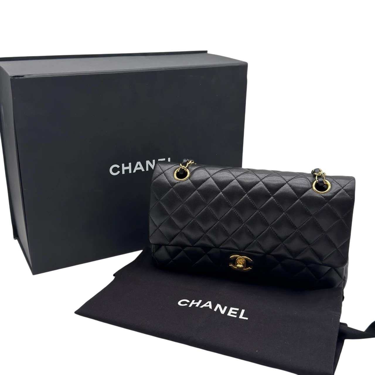 Chanel Handtasche Classic Double Flap bag medium aus Lammleder schwarz