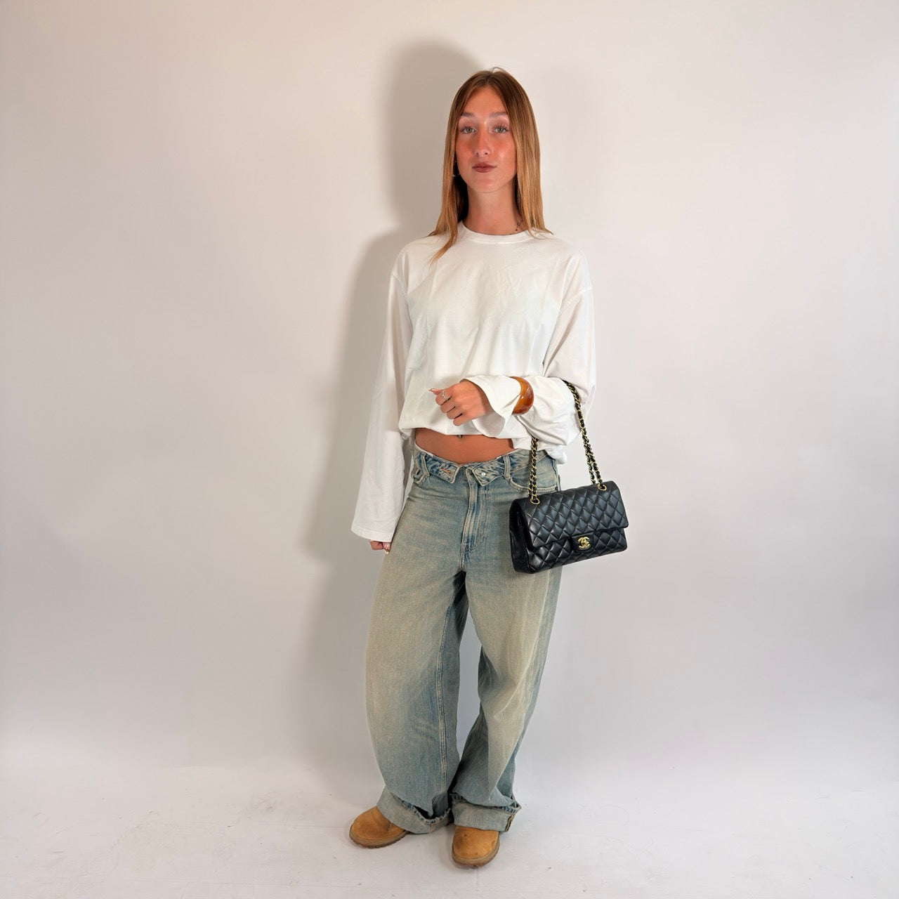 Chanel Handtasche Classic Double Flap bag medium aus Lammleder schwarz