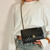 Chanel Handtasche Classic Double Flap bag medium aus Lammleder schwarz