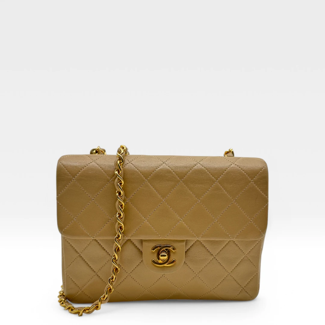 Chanel handbag Classic mini Square Single Flap beige