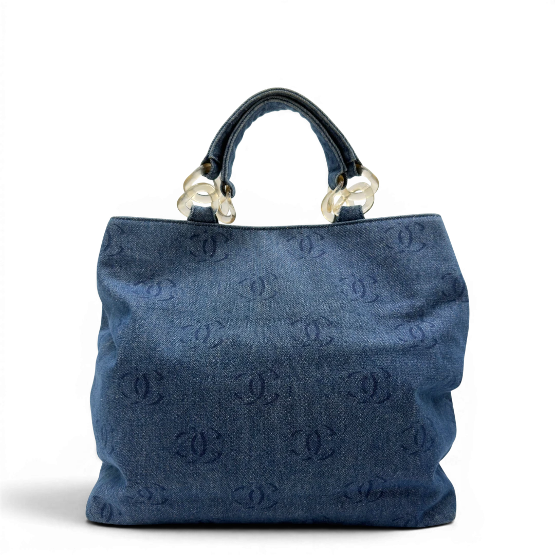 Chanel Handbag Coco Mark Chain Tote Denim