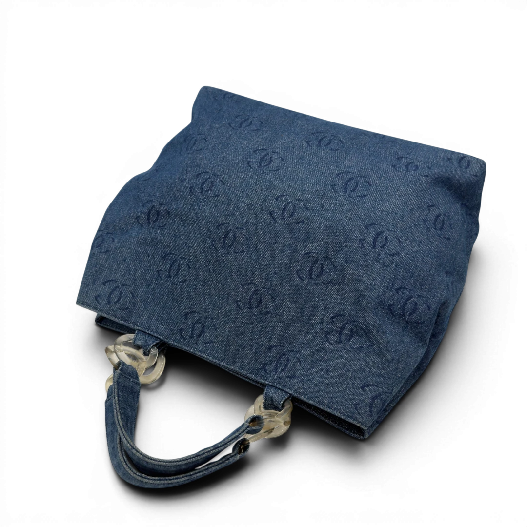 Chanel Handbag Coco Mark Chain Tote Denim