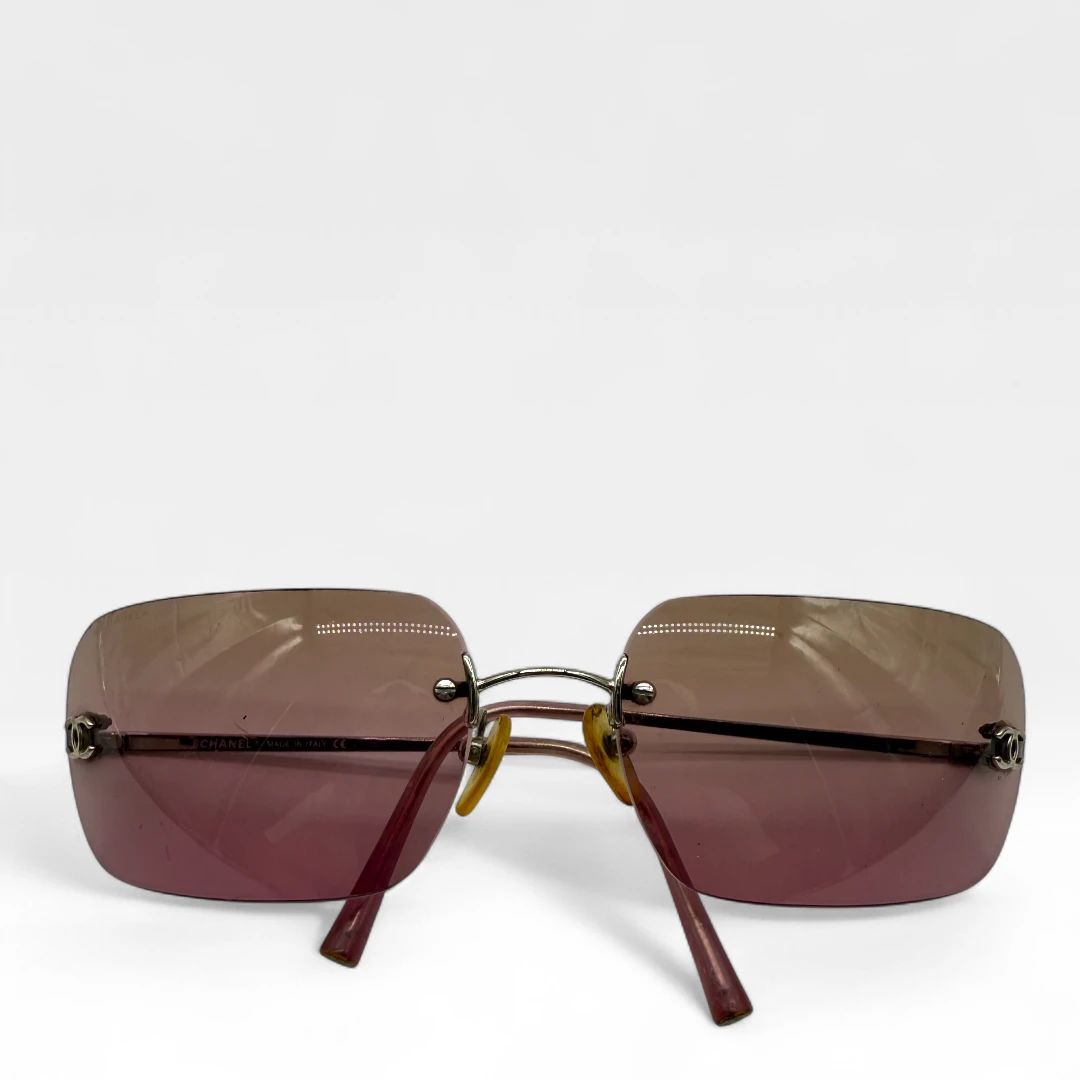Chanel Sonnenbrille Rahmenlos mit rosa Gläsern