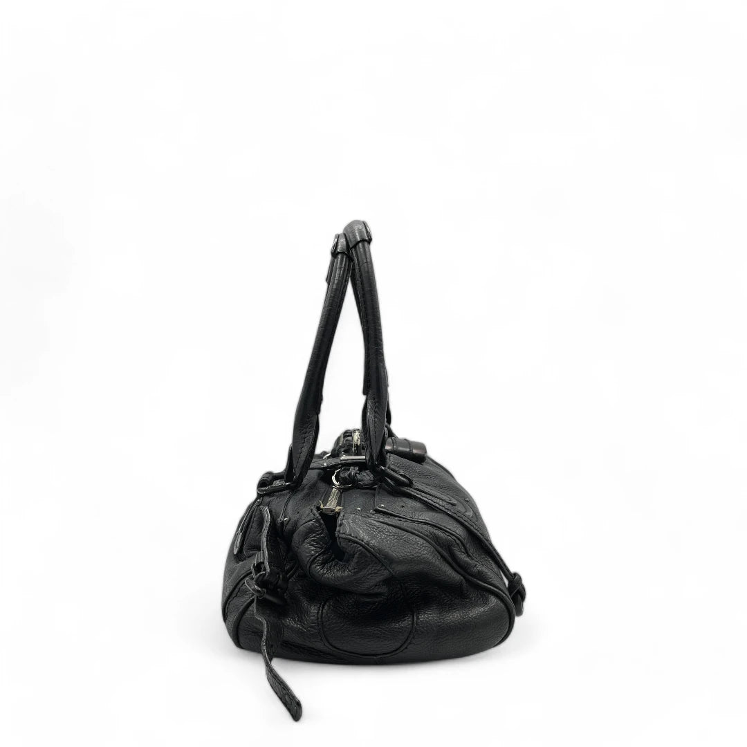 Chloé Handtasche Paddington schwarze Hardware aus Leder schwarz