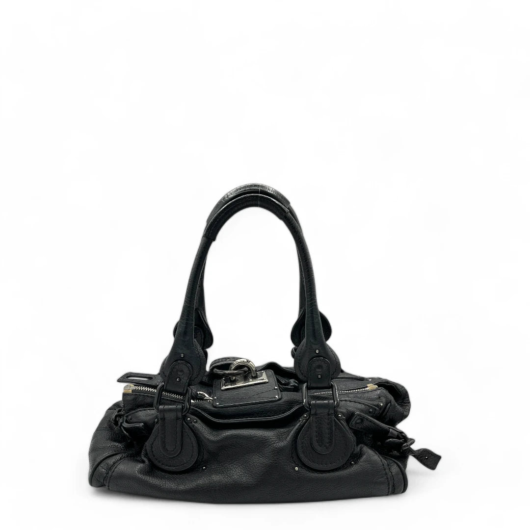 Chloé Handtasche Paddington schwarze Hardware aus Leder schwarz