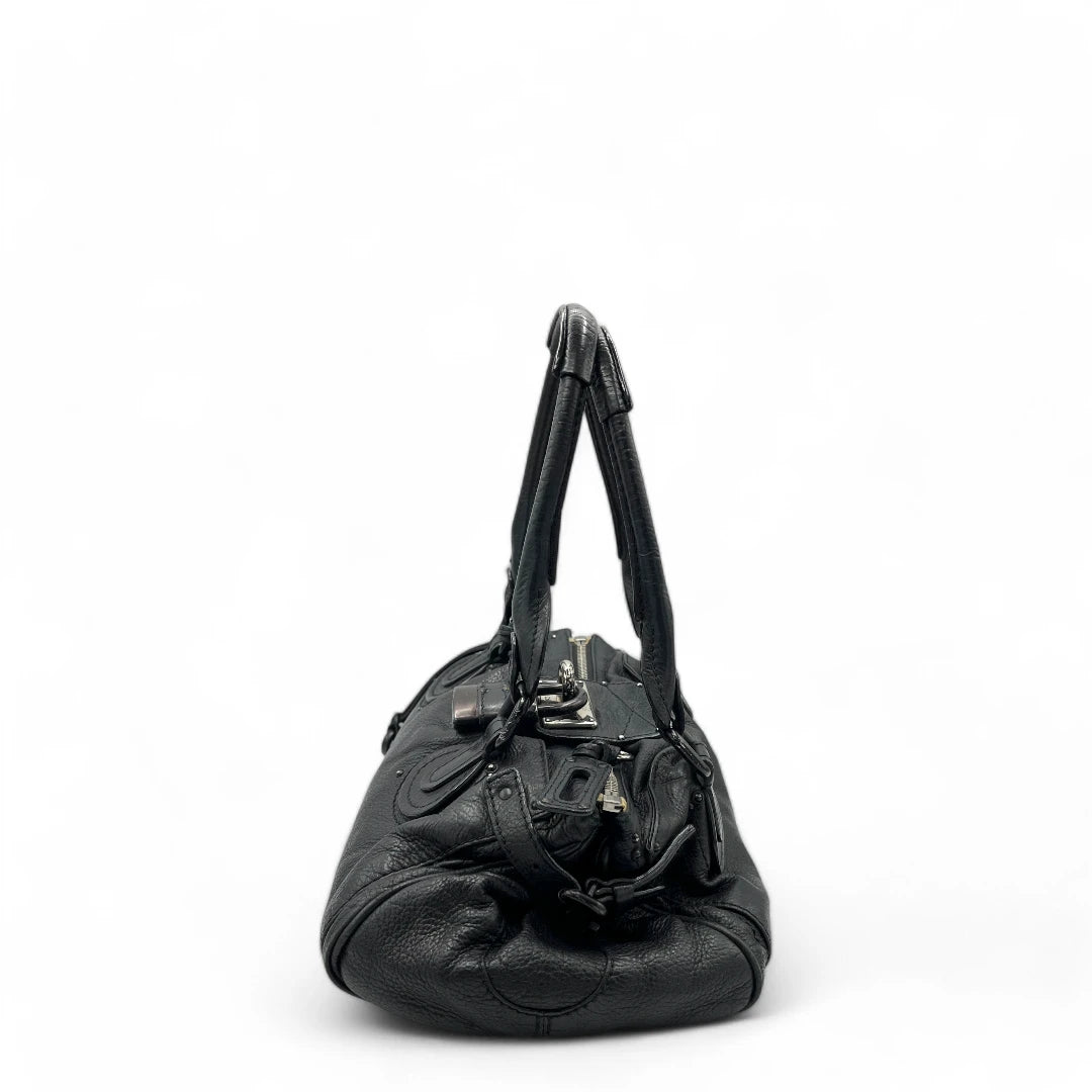 Chloé Handtasche Paddington schwarze Hardware aus Leder schwarz