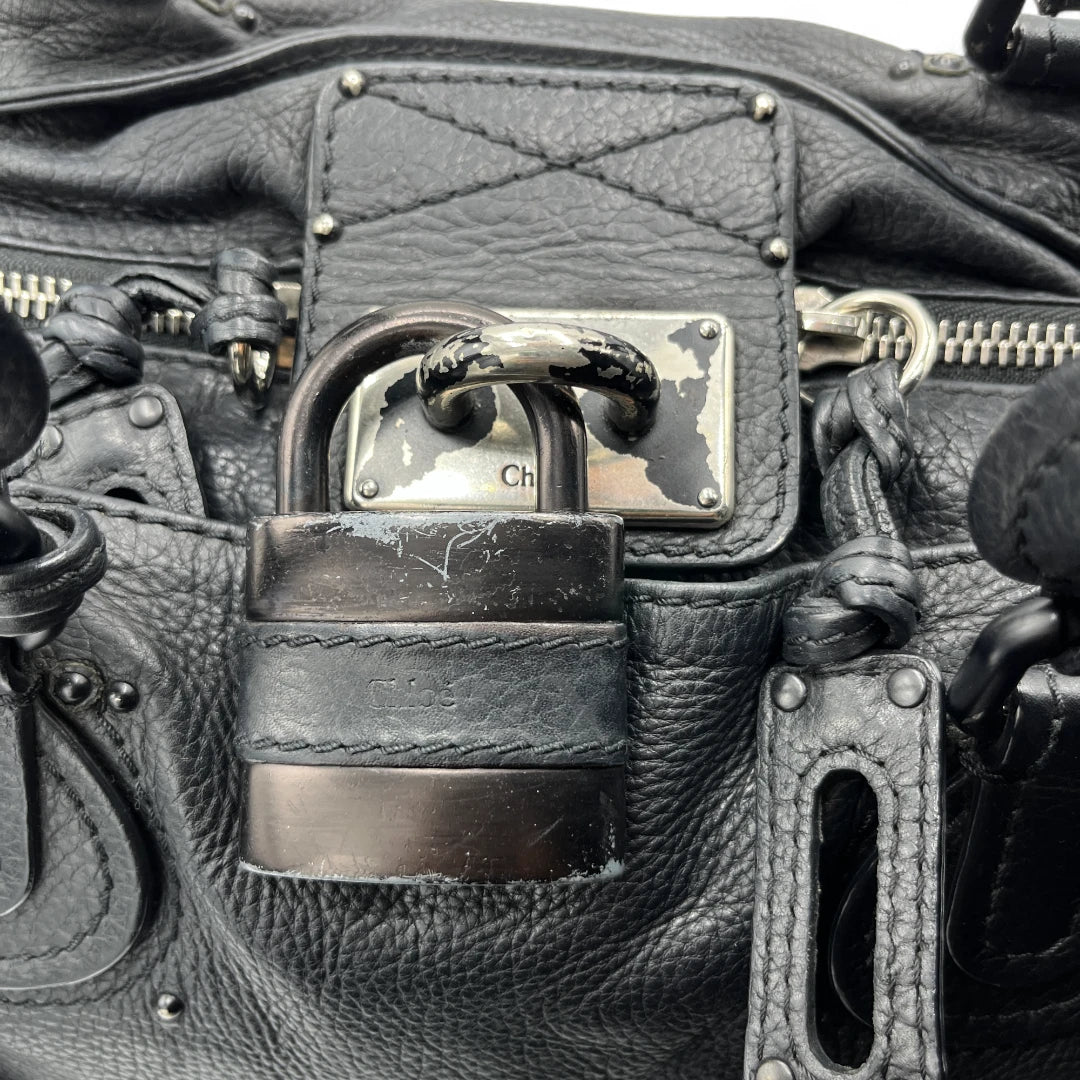 Chloé Handtasche Paddington schwarze Hardware aus Leder schwarz