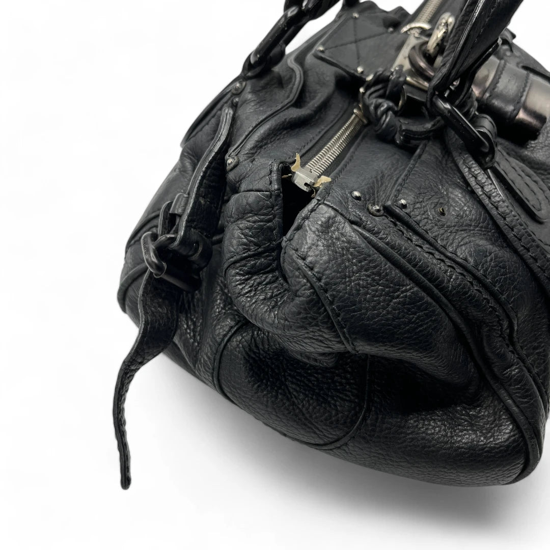 Chloé Handtasche Paddington schwarze Hardware aus Leder schwarz