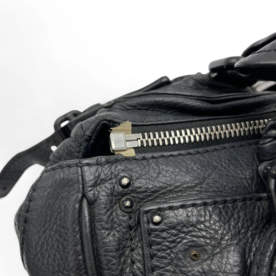 Chloé Handtasche Paddington schwarze Hardware aus Leder schwarz