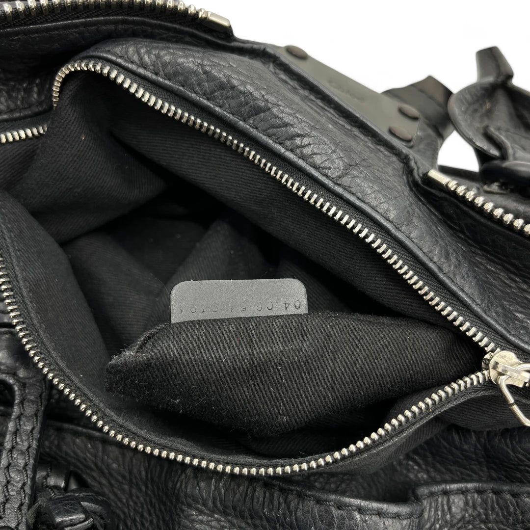 Chloé Handtasche Paddington schwarze Hardware aus Leder schwarz