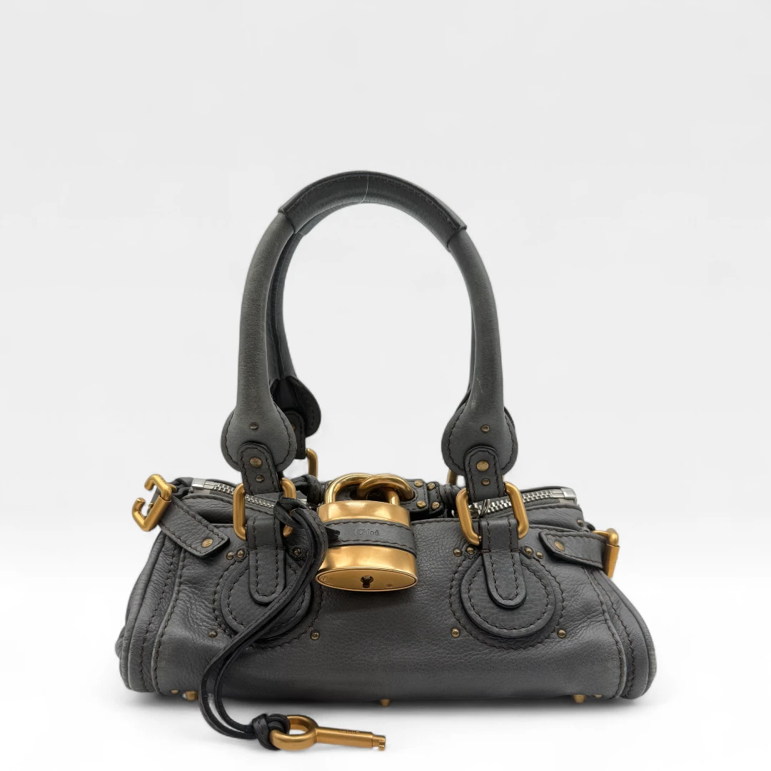 Chloé Handtasche Paddington mini aus Leder grau
