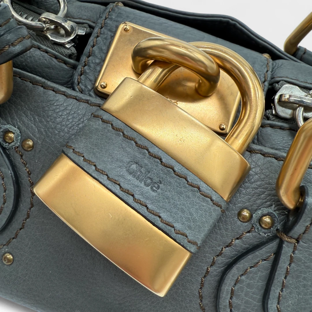 Chloé Handtasche Paddington mini aus Leder grau