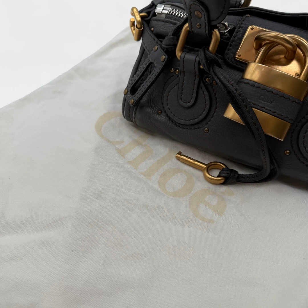 Chloé Handtasche Paddington mini aus Leder grau