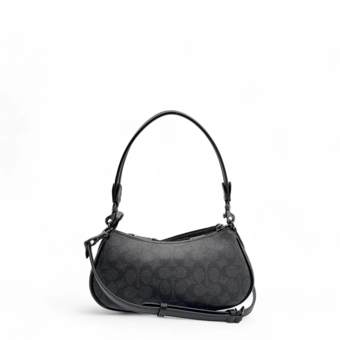 Coach Handtasche Baguette Ashton Shearling & Leder monogram schwarz