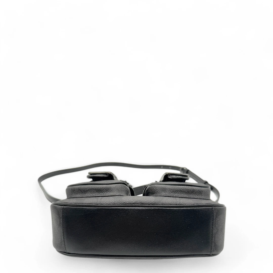 Coach Handtasche Baguette Ashton Shearling & Leder monogram schwarz