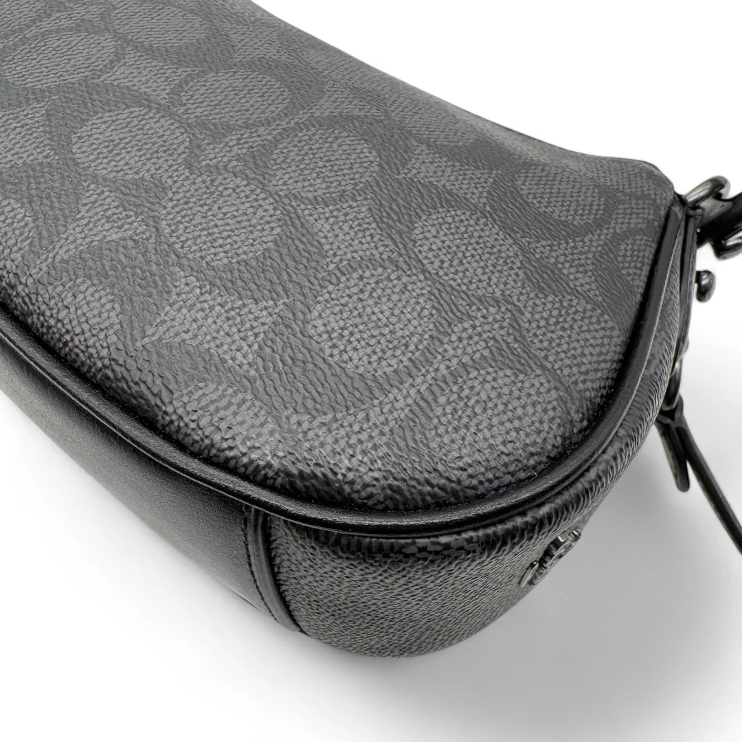 Coach Handtasche Baguette Ashton Shearling & Leder monogram schwarz