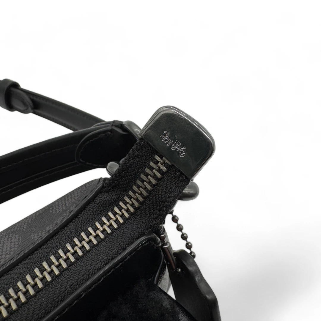 Coach Handtasche Baguette Ashton Shearling & Leder monogram schwarz