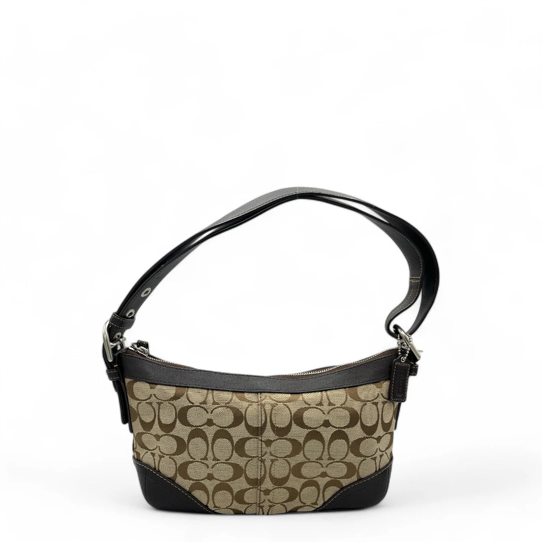 Coach Handtasche / Schultertasche mit braunem Leder monogram beige