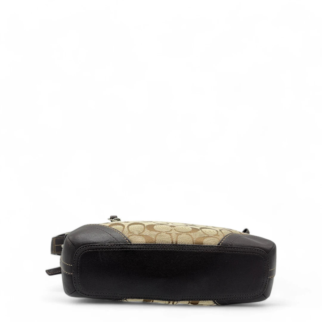Coach Handtasche / Schultertasche mit braunem Leder monogram beige