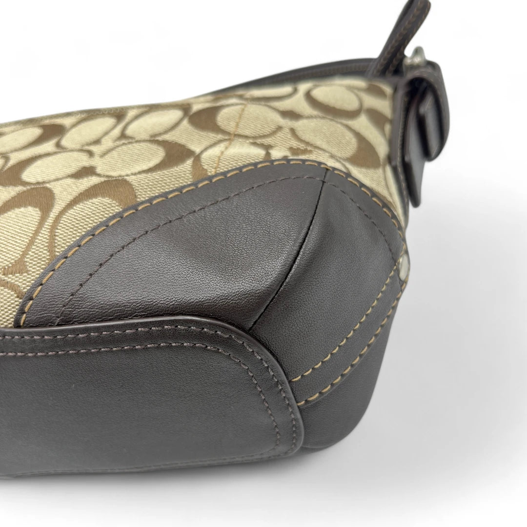 Coach Handtasche / Schultertasche mit braunem Leder monogram beige