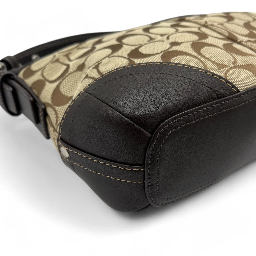 Coach Handtasche / Schultertasche mit braunem Leder monogram beige