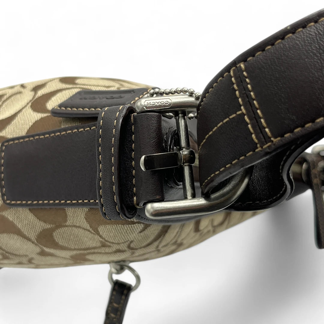 Coach Handtasche / Schultertasche mit braunem Leder monogram beige