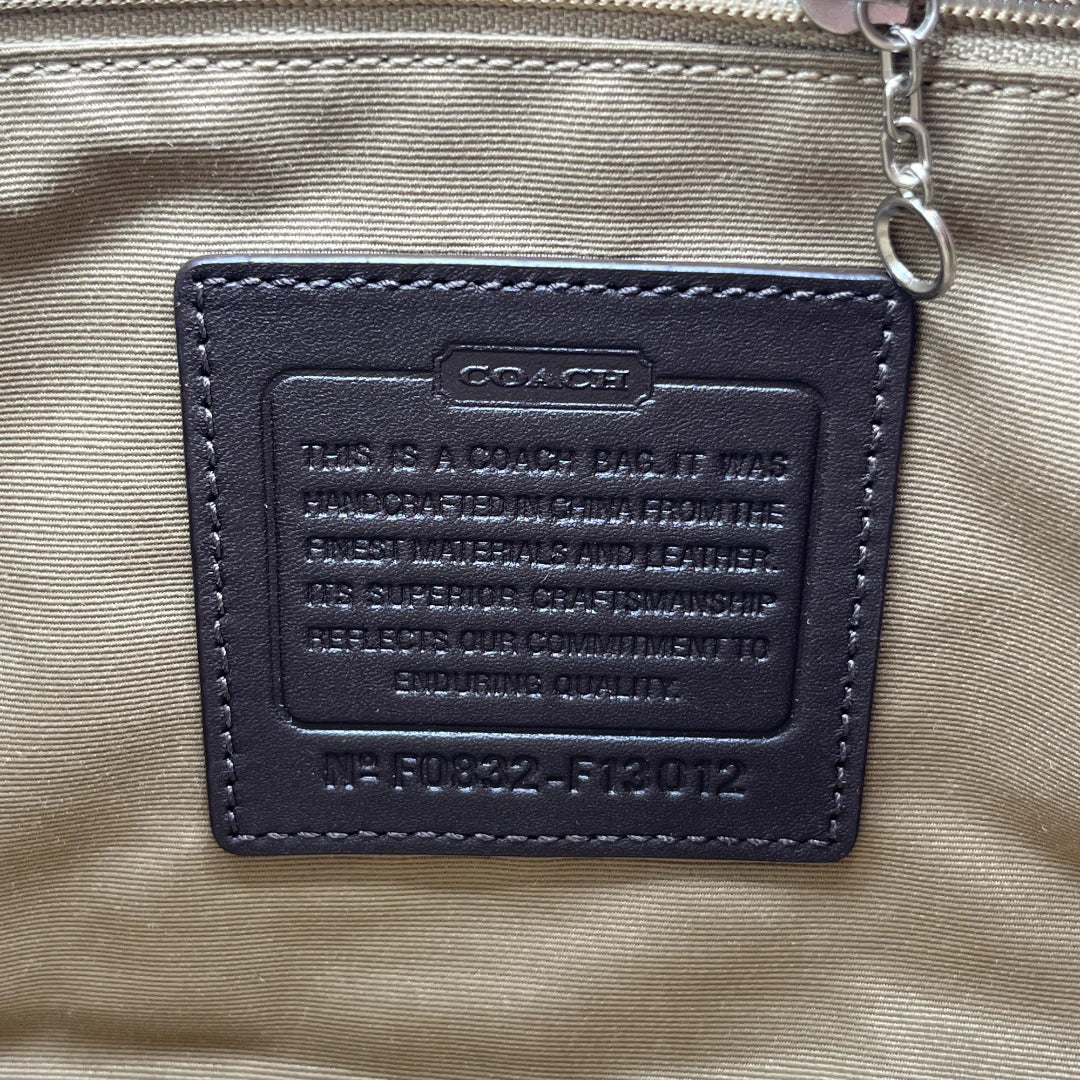 Coach Handtasche / Schultertasche mit braunem Leder monogram beige