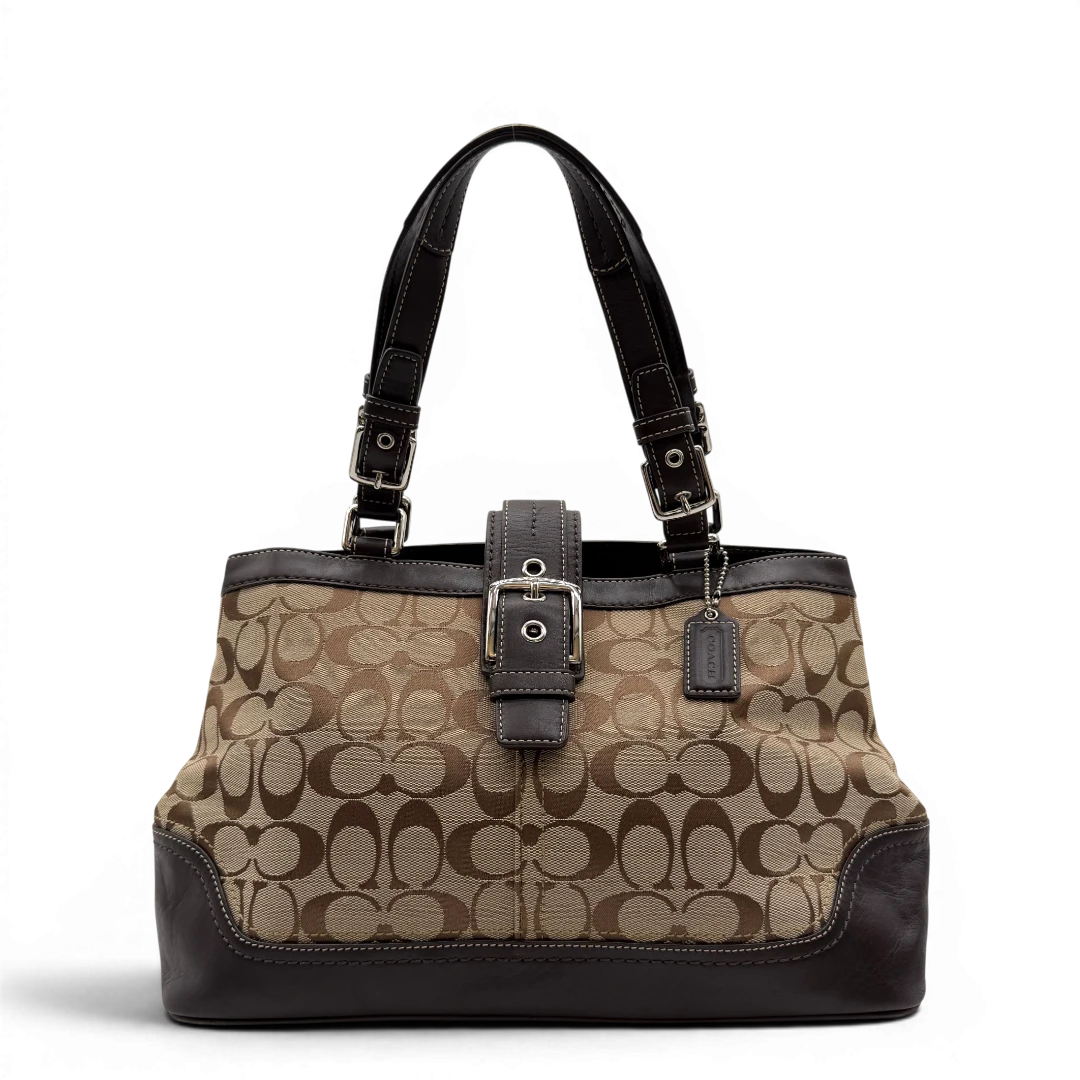 Coach Signature Beige & Brown Handbag / Tote Bag