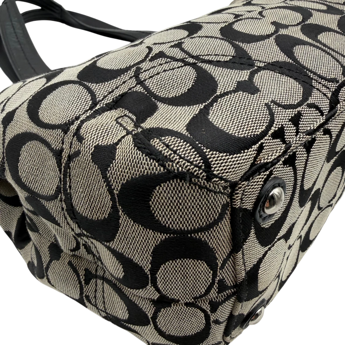 Coach Handtasche Tote bag Signature grau – Ecken im Detail