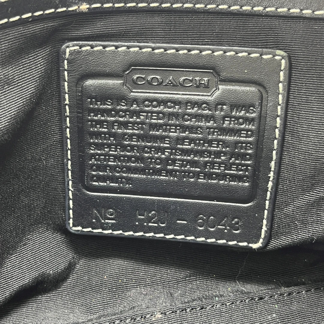 Coach Handtasche mini Shopper mit schwarzen Leder monogram beige