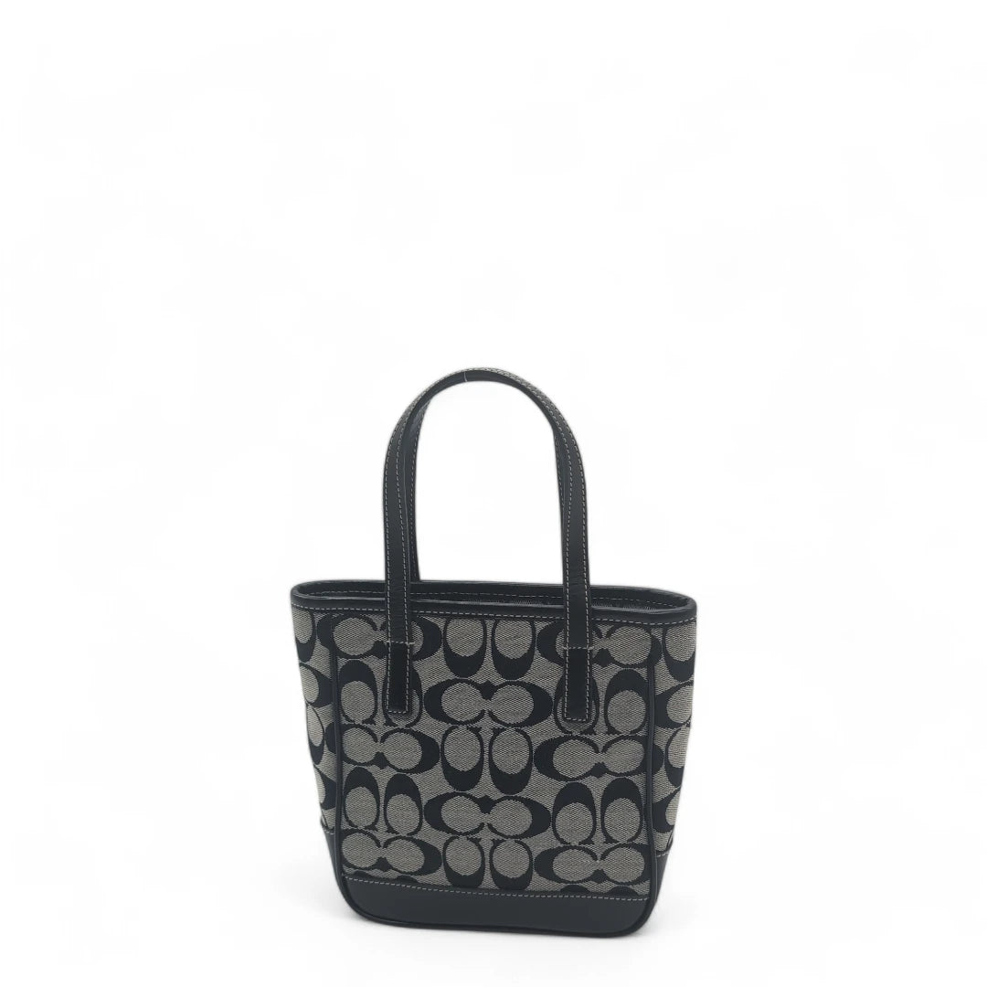 Coach handbag mini shopper with black leather monogram grey