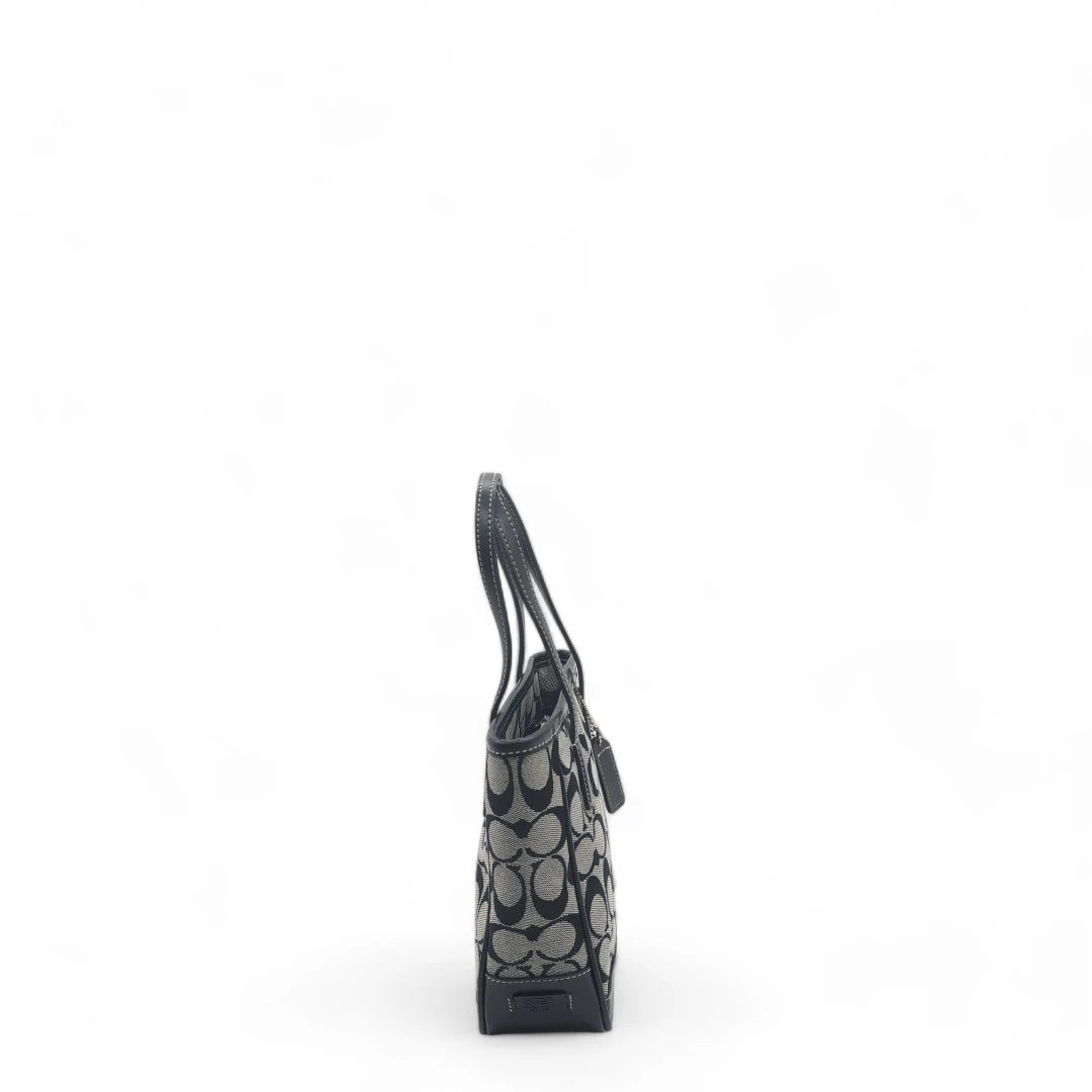 Coach handbag mini shopper with black leather monogram grey